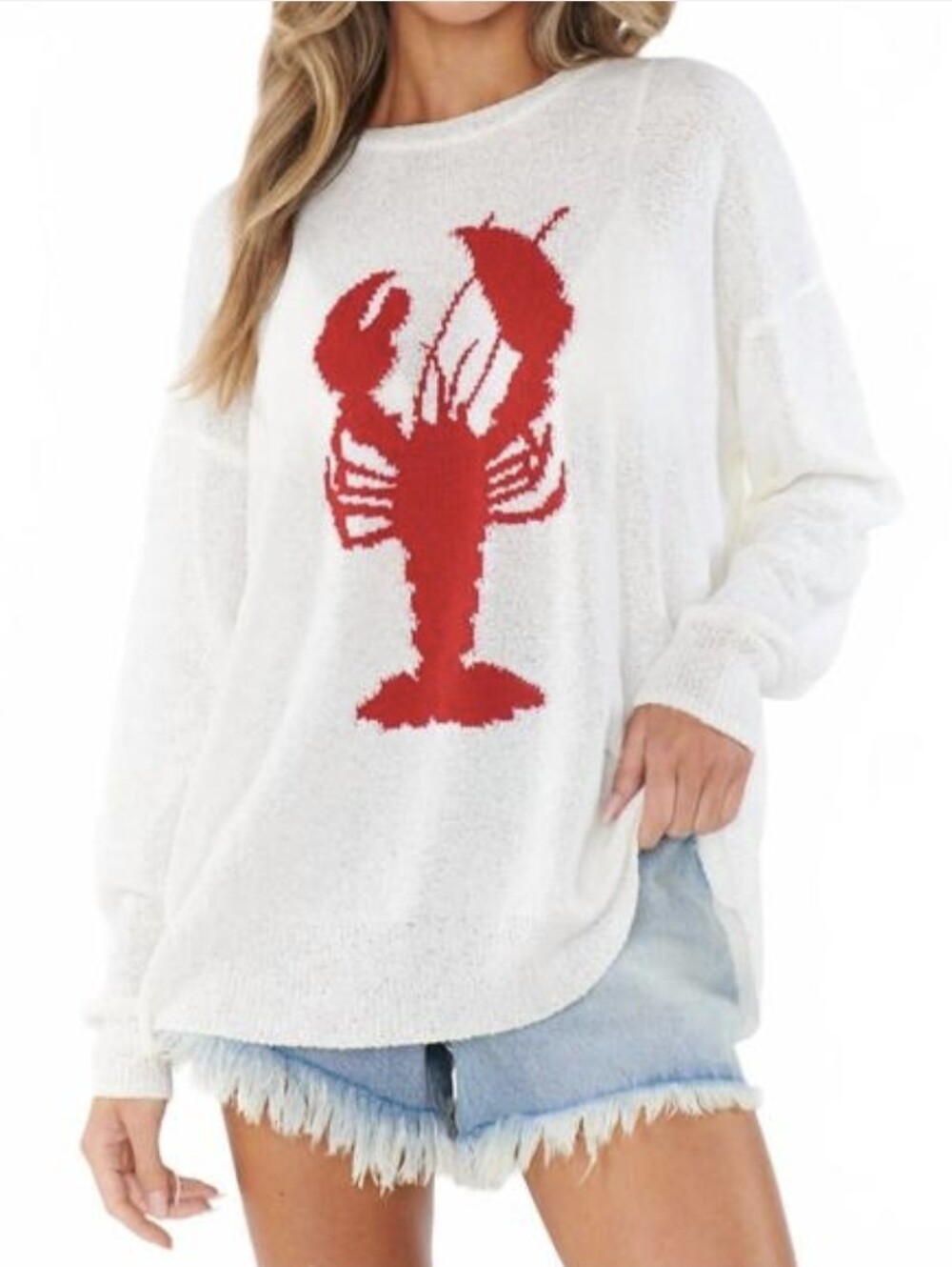 NEW SHOW ME YOUR MUMU Woodsy Sweater in Lobster Sz Medium - Picture 1 of 2